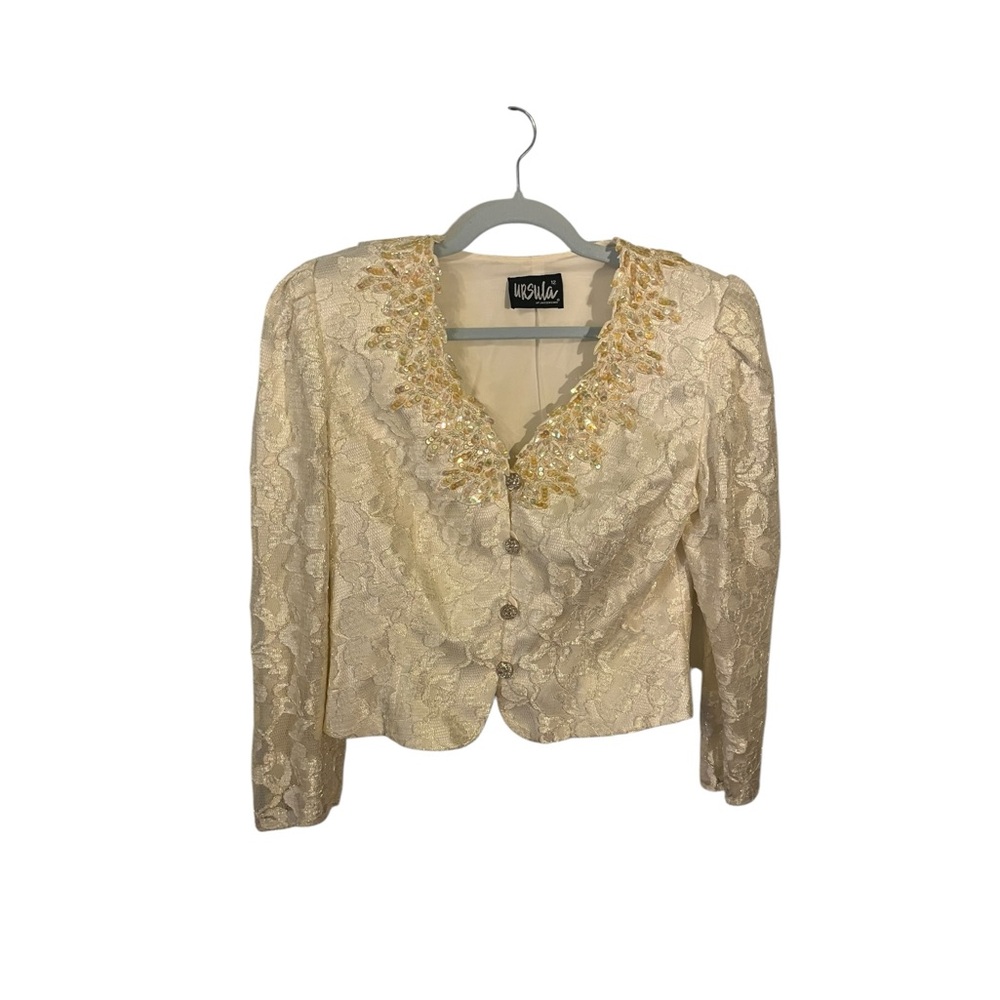 Ursula of Switzerland Vintage Cream Women's Jacket with Gold Accents